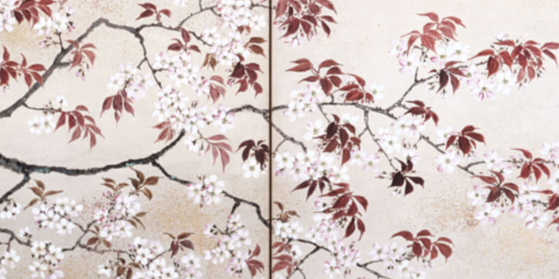 跡見玉枝《桜花図屏風》画像