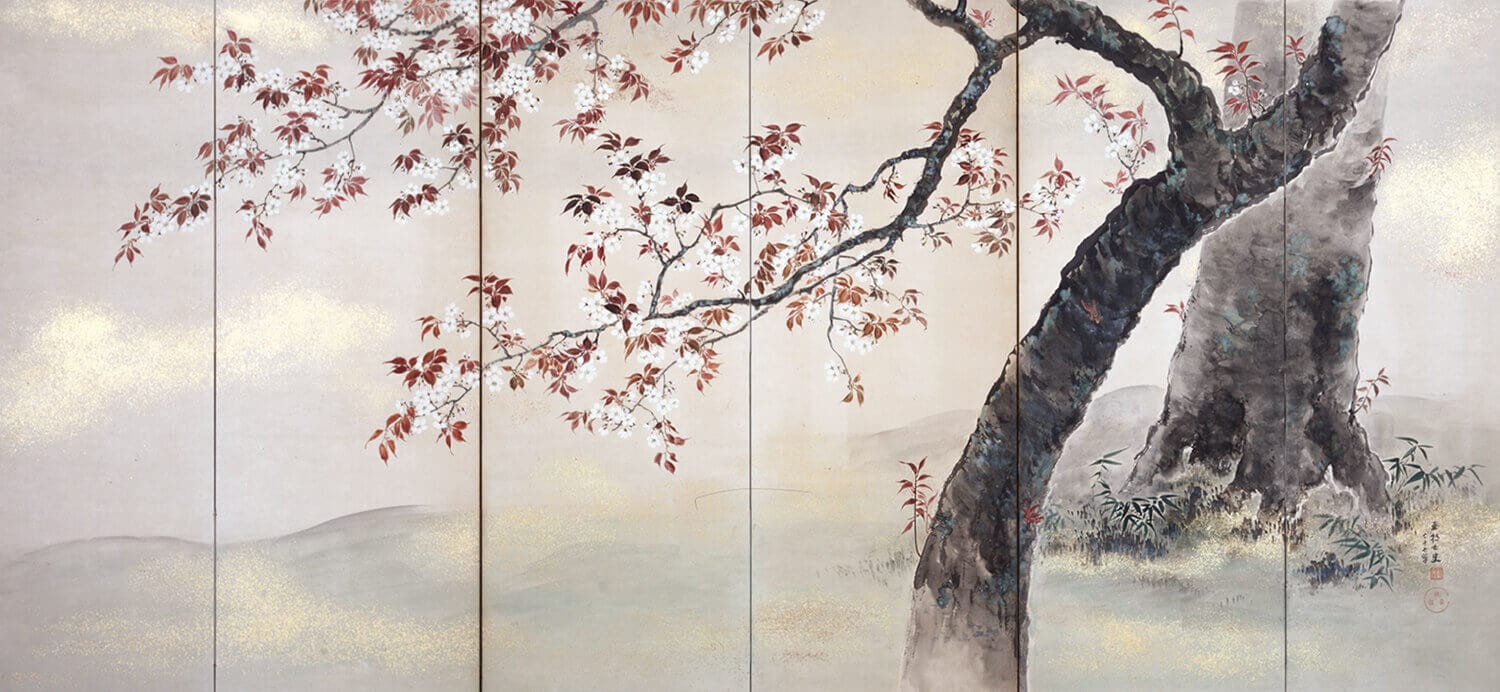 跡見玉枝《桜花図屏風》画像